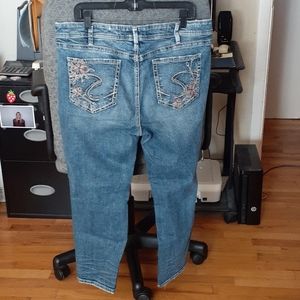 W34/L27 Silver destruction straight leg jeans